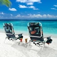 thumbnail image 1 of Costway 2-Pack Folding Backpack Beach Chair Table Set 5-Position Outdoor Reclining Chair, 1 of 10