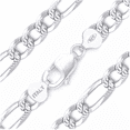 thumbnail image 2 of Cadenas Para Hombre Mujer Plata 925 de Ley Esterlina Eslabon Figaro Italiana Corte De Diamante, 2 of 5
