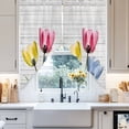 thumbnail image 4 of Blue Red Yellow Tulips Swag Curtain Valance for Windows, Country Flowers Window Treatments Short Swag Topper for Kitchen Windows Bathroom Bedroom, 28"x36", 4 of 8