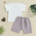 thumbnail image 3 of Bagilaanoe 2pcs Toddler Baby Girl Shorts Set Short Sleeve Letter Print T Shirt Tops + Shorts 6M 12M 18M 24M 3T Kids Casual Summer Clothes, 3 of 7