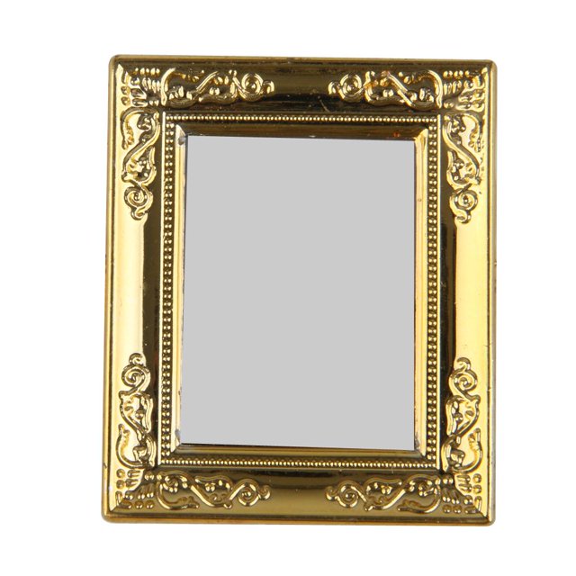 Espejo Cuadrado en Miniatura de 1/12 con Marco Dorado, Decoración de Cualquier Habitación de , 2.5 X 2.1 Pulgadas Zulema Dollhouse Mirror 1:12 Scale