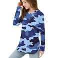 thumbnail image 6 of OVBMPZD Lightweight Girl Shirts Long Sleeve Camo Blue Pullover Side Split Crewneck Tunic Blouses Girls Tops Size 9 Years, 6 of 6