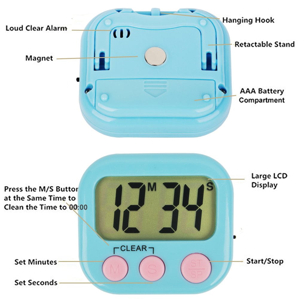 6 Pack Digital Timer for Teacher Small Timers for Kids Magnetic Back Big LCD Display Loud Alarm Minute Second Count Up Countdown With ON/OFF Switch For Classroom, Homework, Exercise(3 Blue 3 6 Pack Digital Timer for Teacher Small Timers for Kids Magnetic Back Big LCD Display Loud Alarm Minute Second Count Up Countdown With ON/OFF Switch For Classroom, Homework, Exercise(3 Blue 3