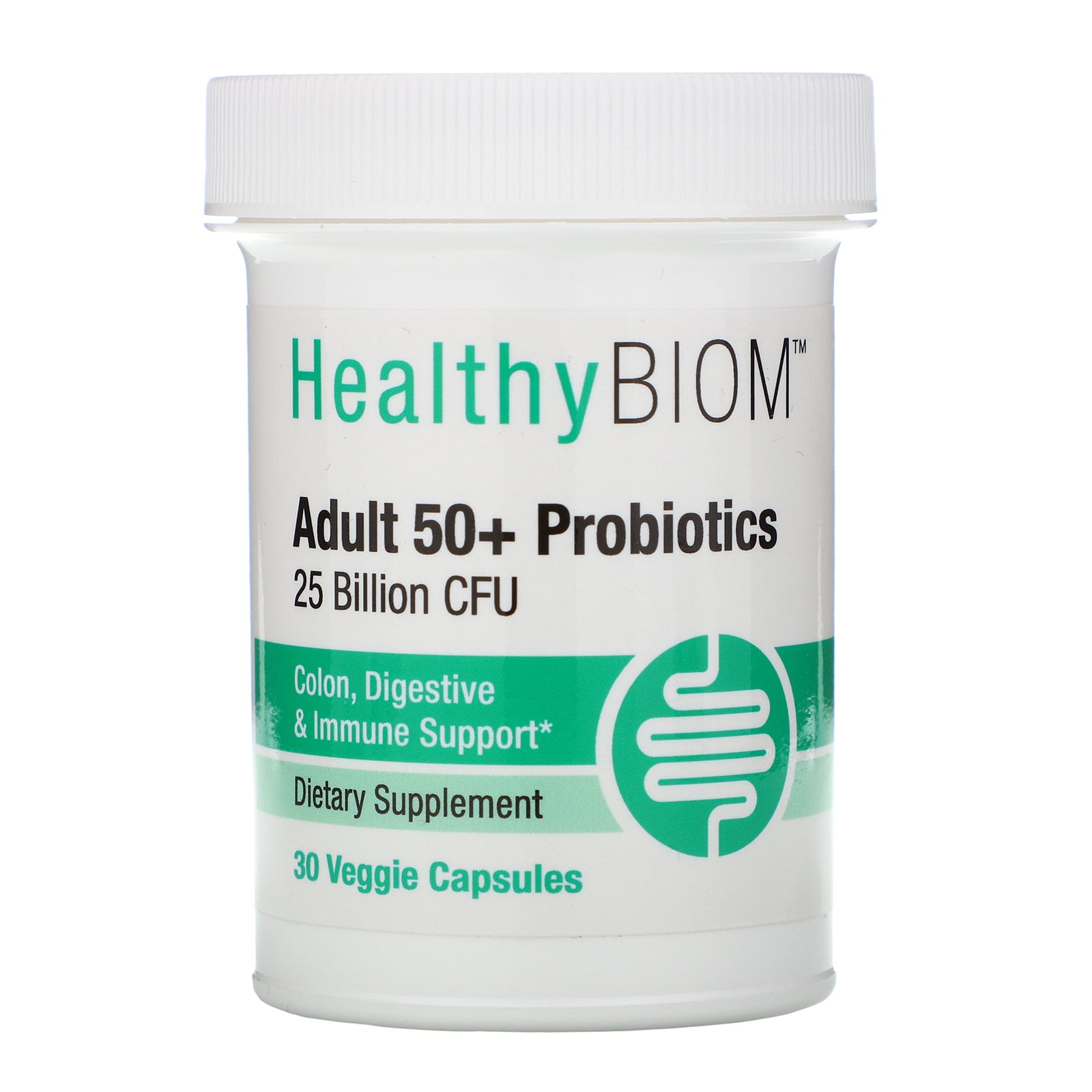 Adult 50+ Probiotics, 25 Billion CFU, 30 Veggie Capsules, HealthyBiom