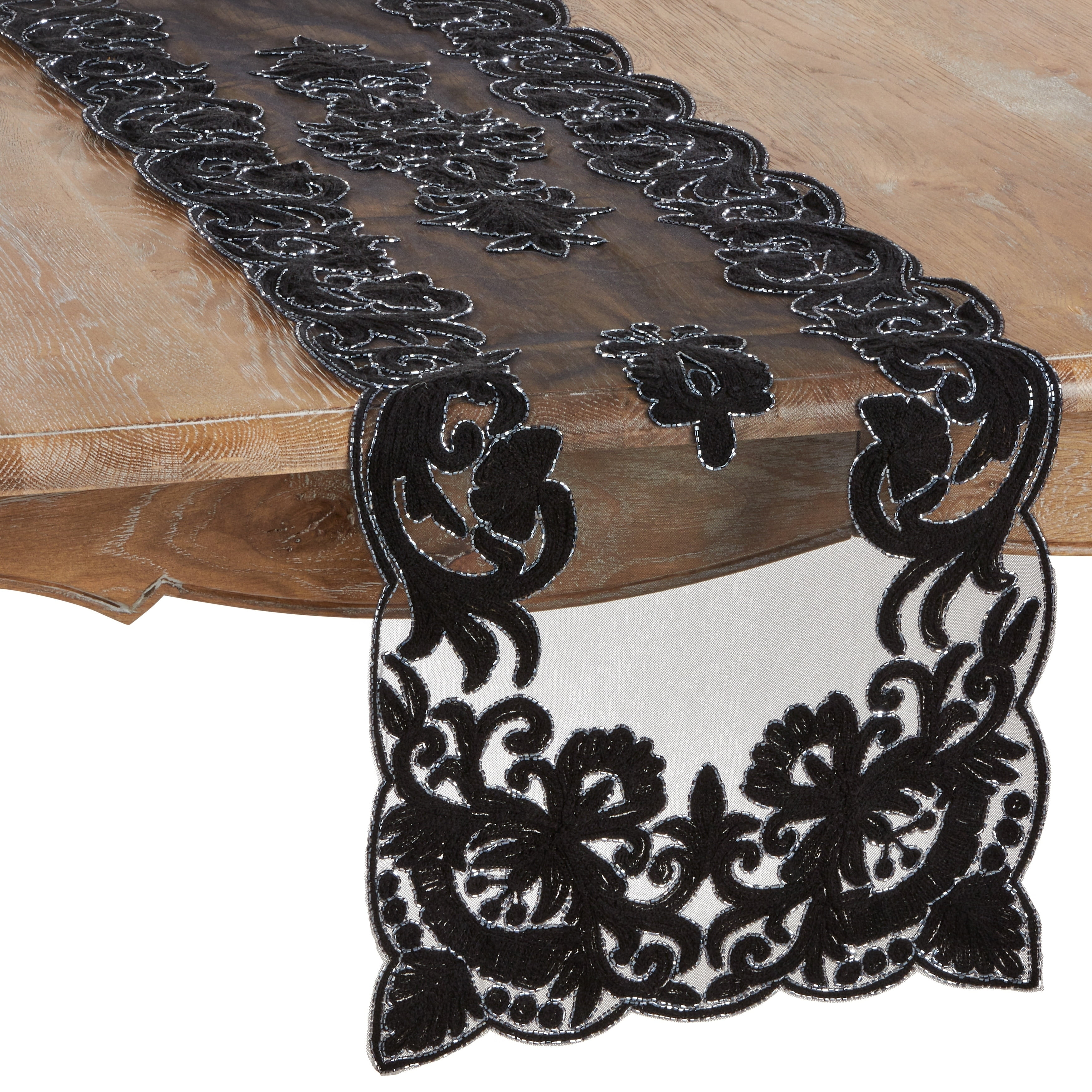 Saro Lifestyle Beaded and Embroidered Table Runner