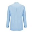 thumbnail image 2 of Yigetop Linen Shirts for Women, Ladies Casual Spring Summer Cotton Linen Lapel Tie Pocket Long Sleeve Shirt Button Down Shirts for Women Blue1 5XL, 2 of 6