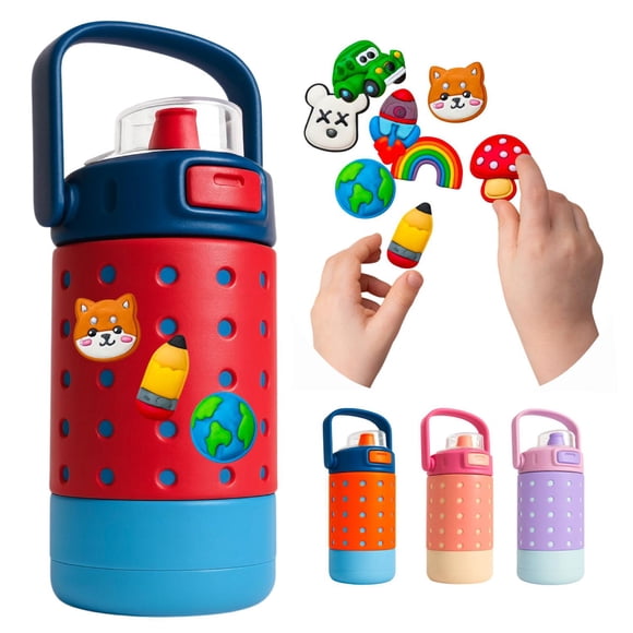 Termo Termico para Niños Charms Acero Inoxidable 12oz Pines rojo