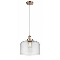 916-1P-AC-G74-L-Innovations Lighting-Bell - 1 Light Cord Hung Mini Pendant In Industrial Style-11.38 Inches Tall and 12 Inches Wide-Antique Copper