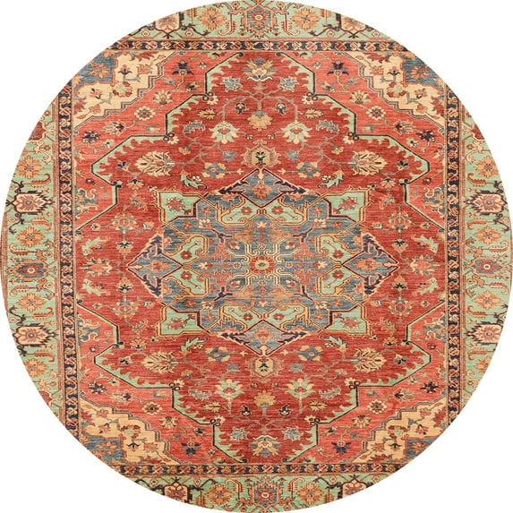 Ahgly Company Indoor Round Abstract Red Persian Area Rugs, 5' Round