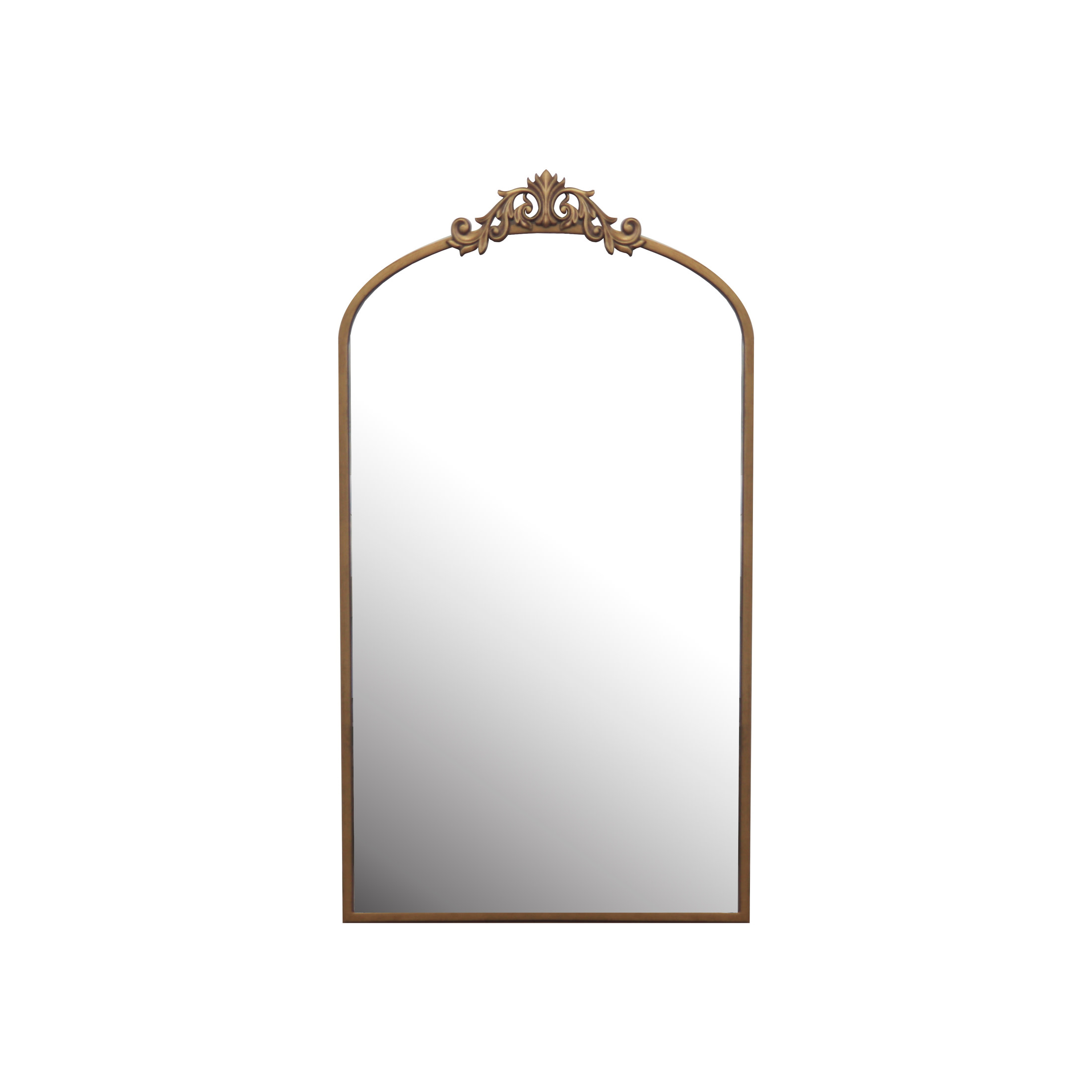 Noble House 24" Vintage Ornate Arched Wall Mirror with Metal Frame, Baroque Decorative Dressing Mirror, Antique Bronze
