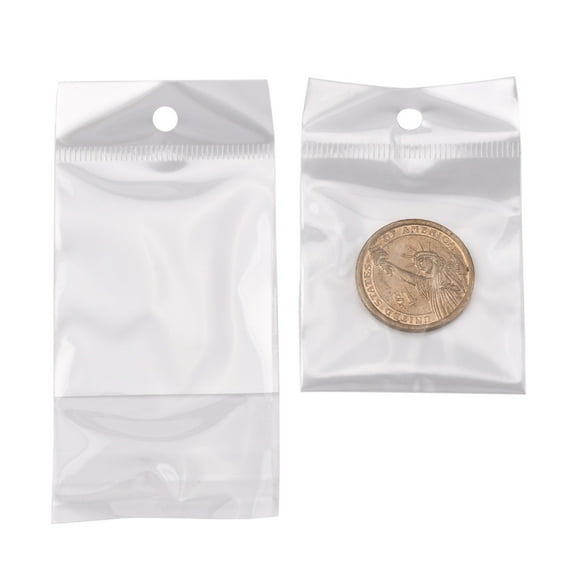 Pearl Film OPP Cellophane Bags Self-Adhesive Sealing with Hang Hole Rectangle Clear 9.5x5cm Unilateral Thickness: 0.035mm Inner Measure: 5.5x5cm
