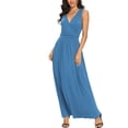 thumbnail image 2 of Asklazy Women Sleeveless Deep V Neck Loose Plain Long Maxi Casual Dress,Mother's Day,L,Light blue, 2 of 13