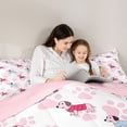 thumbnail image 5 of Homewish Kawaii Dachshund Animal 7-Piece Twin Bedding,Pink Dog Paw Print Bedding Comforter Set,Pink Reversible, 5 of 8