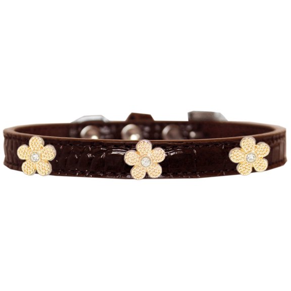 Dog, Puppy Pet Designer Croc Widget Collar, "Gold Flowers"