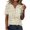 158#Khaki, variant on Women's Casual Shirt Short Sleeve V Neck Geometric Print Travel T-Shirt Pullover Top 3XL