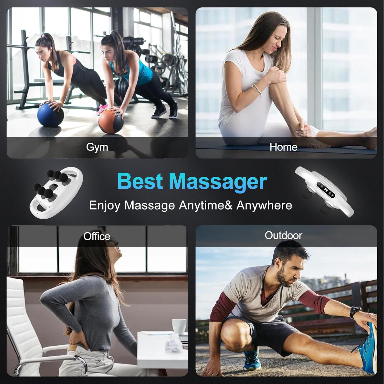 6 Head Massage Gun Deep Tissue with 9 Levels & 9 Modes, Professional Electric Massager Tool for Legs, Arms, Waist, Back - Full Body Muscle , Ideal Gifts for Women, Men, Mom, and Dad