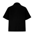 thumbnail image 4 of LEKWK Mens Shirt Quarter Zip Short Sleeve Casual Shirts Ribbed Knit Textured Collared Pullover Casual Loose Fit Golf Shirts Lightweight Summer Daily Tops Black L, 4 of 5