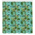 thumbnail image 3 of Tropic Shower Curtain, Hawaiian Theme Tropical Plants and Exotic Birds Aloha Jungle Themed, Fabric Bathroom Set with Hooks, 69W X 70L Inches, Turquoise and Multicolor, by Ambesonne, 3 of 3