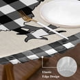 thumbnail image 3 of Chicken Hen Round Tablecloth, Fitted Table Cover with Elastic for 36"-44" Round Tables, Rooster Animals Farmhouse White Black Plaid Vintage Table Cloth Outdoor Dinning Party Waterproof Tablecloths, 3 of 7