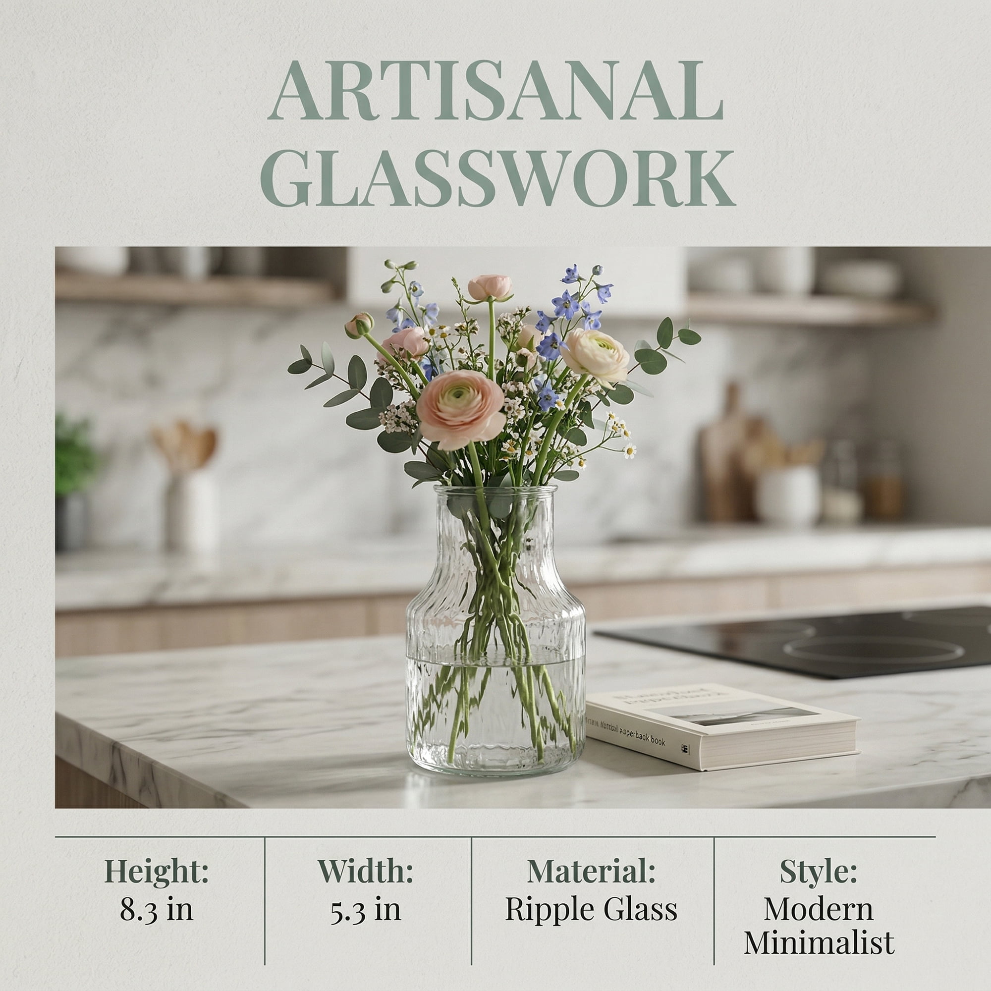 Unique Bargains Modern Geometric Wide Mouth Thickened Flower Vase Clear 3.5"x3.5"x8.3"
