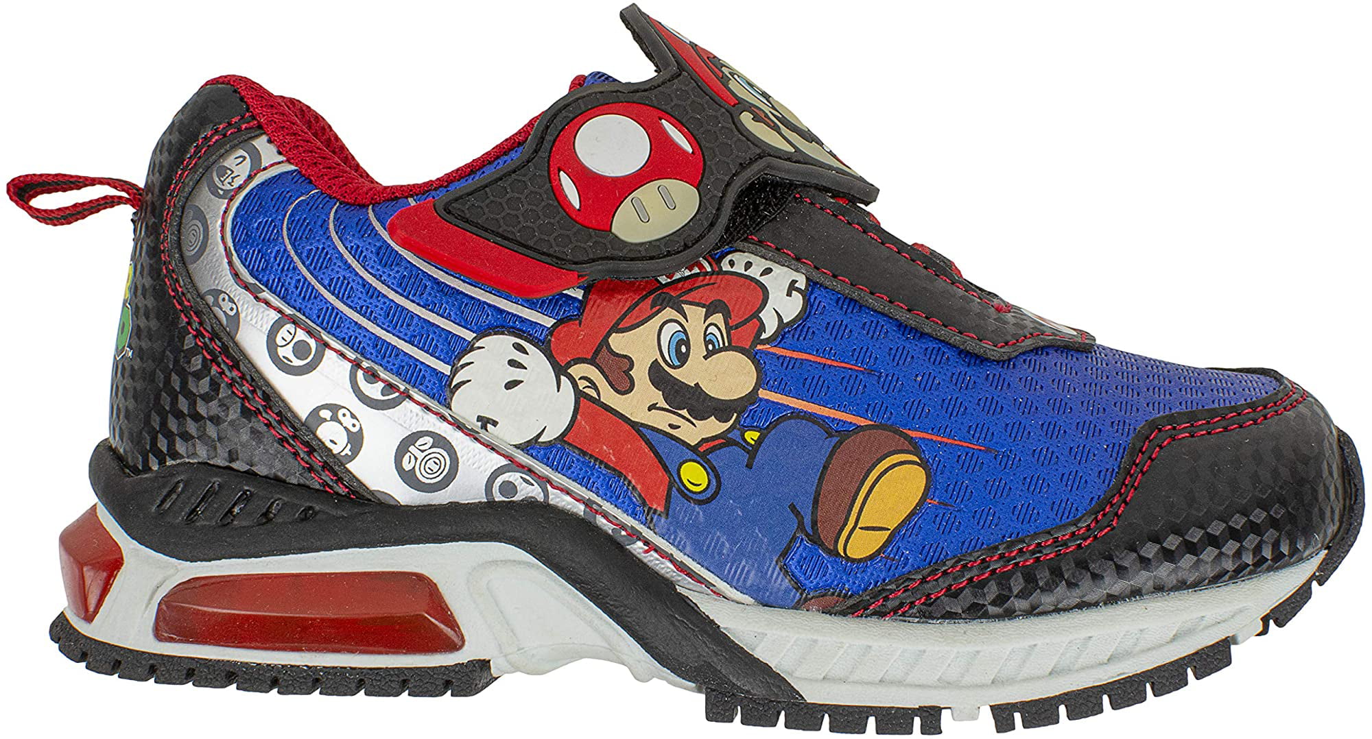 Light Up Sneaker Mix Match Runner Trainer Kids Size 11 to 3 Super Mario Brothers Mario and Luigi Kids Tennis Shoe 