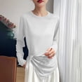 thumbnail image 4 of gbyLJF Womens Lightweight Long Sleeve Shirts Loose Comfy Crewneck Tops Casual Basic Fall T-Shirts, 4 of 5