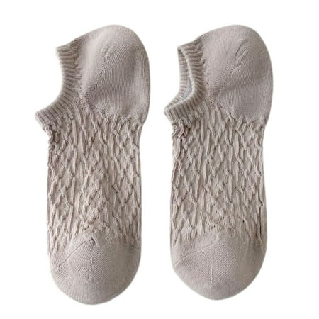 

HEVIRGO 1 Pair Cotton Women Socks Thin Jacquard Solid Color Boat Socks for Daily Life Gray Cotton