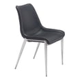 thumbnail image 4 of Dining Chairs Set of 2, Black Faux Leather, Silver Steel Legs, 4 of 6