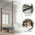 thumbnail image 2 of Dextrus King Size Metal Four Poster Canopy Bed Frame, Sturdy Platform with Built-in Headboard, Black, 2 of 6