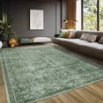 thumbnail image 3 of Bedroom rug 5x7 Large Vintage Floral Area Rug for Living Room Bedroom Dark Green Washable Floral Printed Rug Soft Indoor Low Pile Boho Rug for Bedroom Non Slip Stain Resistant Dining Playroom Carpet, 3 of 10