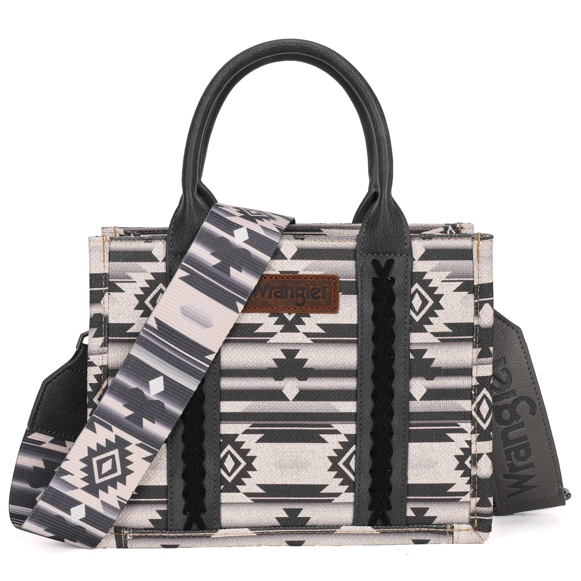 Wrangler Aztec Tote Bag for Women Boho Shoulder Purses and Handbags, Black