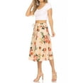 thumbnail image 4 of Women's Casual Floral A-line Printed High Waist Bow Tie Belted Knee Length Midi Skirt, 4 of 6