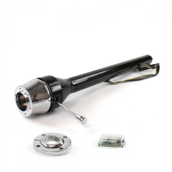 Roadster Black Steering Column with Floor Mount 6 Hole Push Button