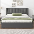 thumbnail image 6 of DreamBuck King Size Bed Frame with Storage Headboard, Upholstered Platform Bed with 2 Drawers and Twin Trundle, Modern Practical Bed Frame for Adults, No Box Spring Needed, Easy Assembly, Gray, 6 of 9