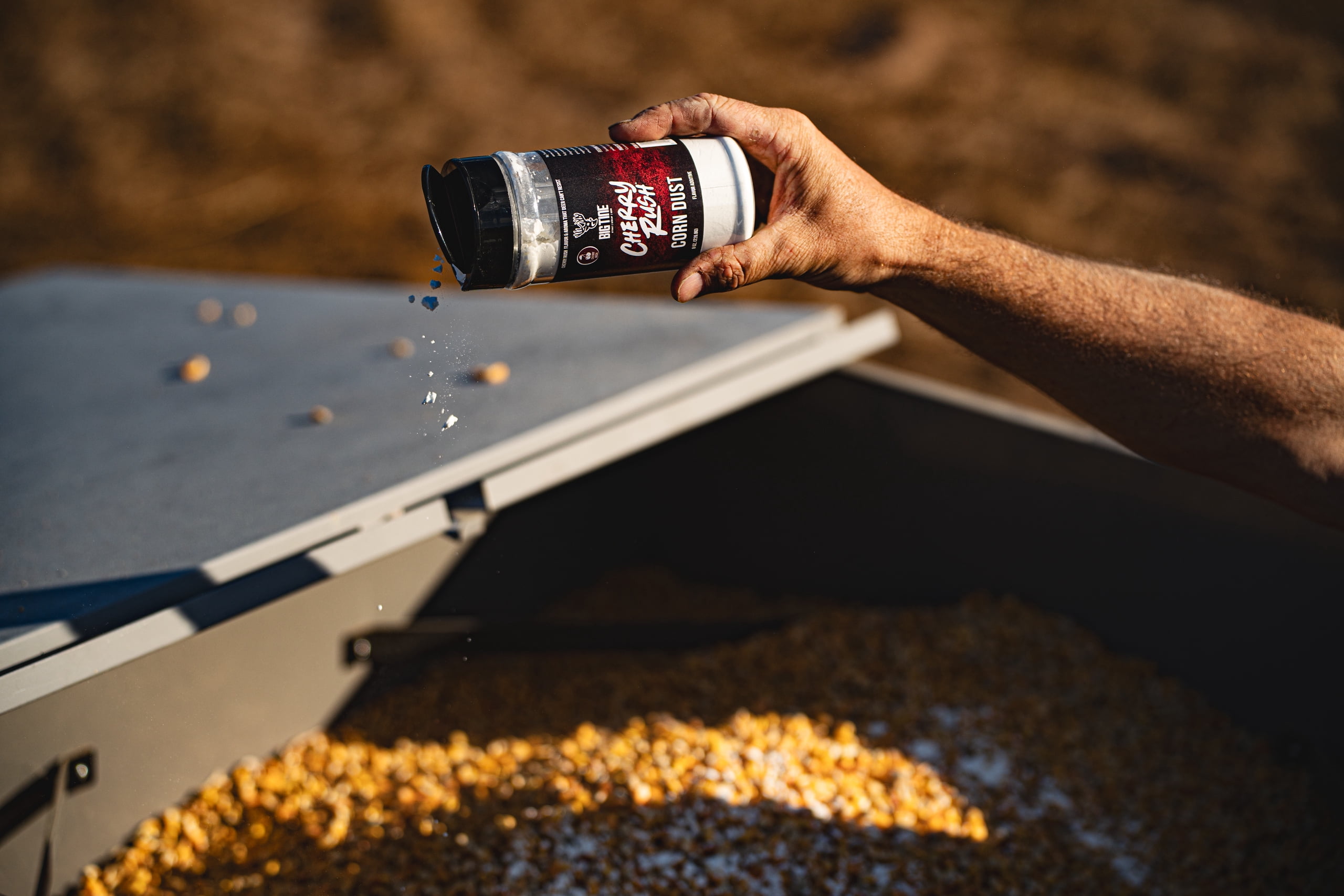 Big Tine Cherry Rush Scent Attractant 8oz Corn Dust Topper  for Hunting