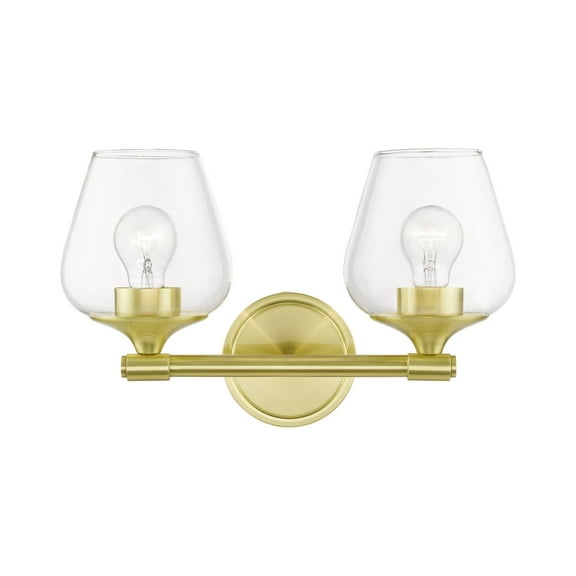 17472-12 Livex Lighting Willow - 2 Light Bath Vanity In Transitional Style-9.5 Inches Tall and 15 Inches Wide-Satin Brass Finish