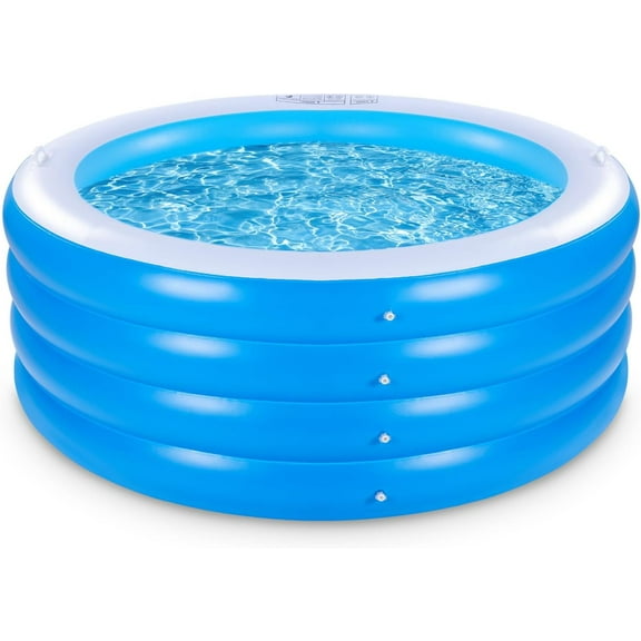 Inflatable Swimming Pool, 70"x30" Large Deep Round Inflatable Pool with Handles Family Pool, Summer Water Party, Kids, Outdoor, Garden Backyard, Suitable for Adults & 3 Year Olds (Blue)