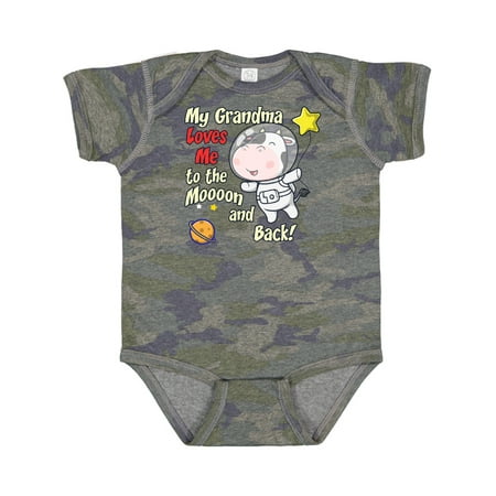 

Inktastic My Grandma Loves Me Cow Astronaut Gift Baby Boy or Baby Girl Bodysuit