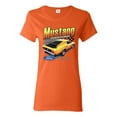 thumbnail image 1 of Wild Bobby Ford Yellow Mustang Horsepower Cars and Trucks Women Graphic Tee, Orange, X-Large, 1 of 6