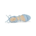 thumbnail image 4 of BLISSFUL STEP Women's Shoes Faux Suede Lace Up Block Heel Slingback Open Toe Sandals Sky Blue 10, 4 of 7