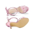 thumbnail image 4 of BLISSFUL STEP Outfit Women's Flower Rhines Open Toe Lace Up Stiletto Heels Sandals Pink 8.5, 4 of 7
