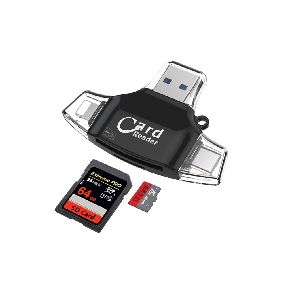 SD Card Reader 4 in 1 SD/TF Card Reader Adapter for