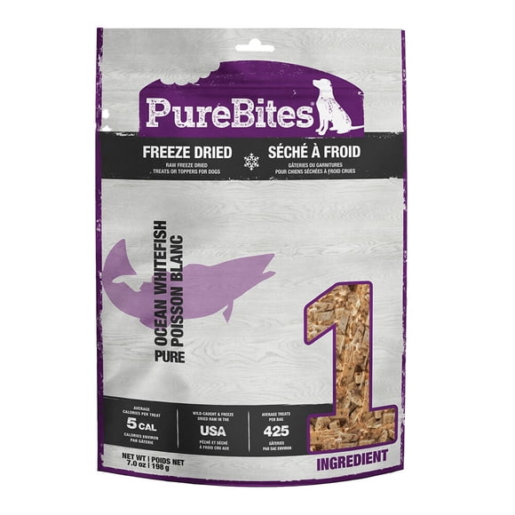 PureBites, Super Value Size Dog Treats, Ocean Whitefish - 198 g - Freeze Dried Dog Treat