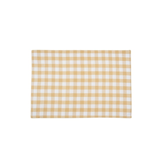 Ashford Cornsilk Gingham Checkered Single Placemat For Dining, 13" x 19"