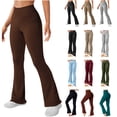 thumbnail image 6 of Women Yoga Pants Stretchy Bootcut Bell Bottom Tummy Control Wide Leg Lounge Trousers Basic Solid Color Workout Leggings, 6 of 6