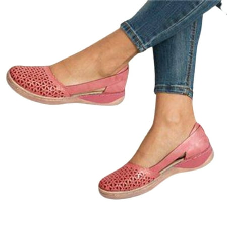 

Women s Loafer Sandals Summer Hollow Breathable Wedge Sandals for Women 40 Red