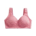thumbnail image 4 of Wang6 Womens Button Front Closure Bras Seamless Wireless Push up Everyday Bra Full Coverage Padded Bras Wave Printed T-Shirt Bralettes Pink M, 4 of 7
