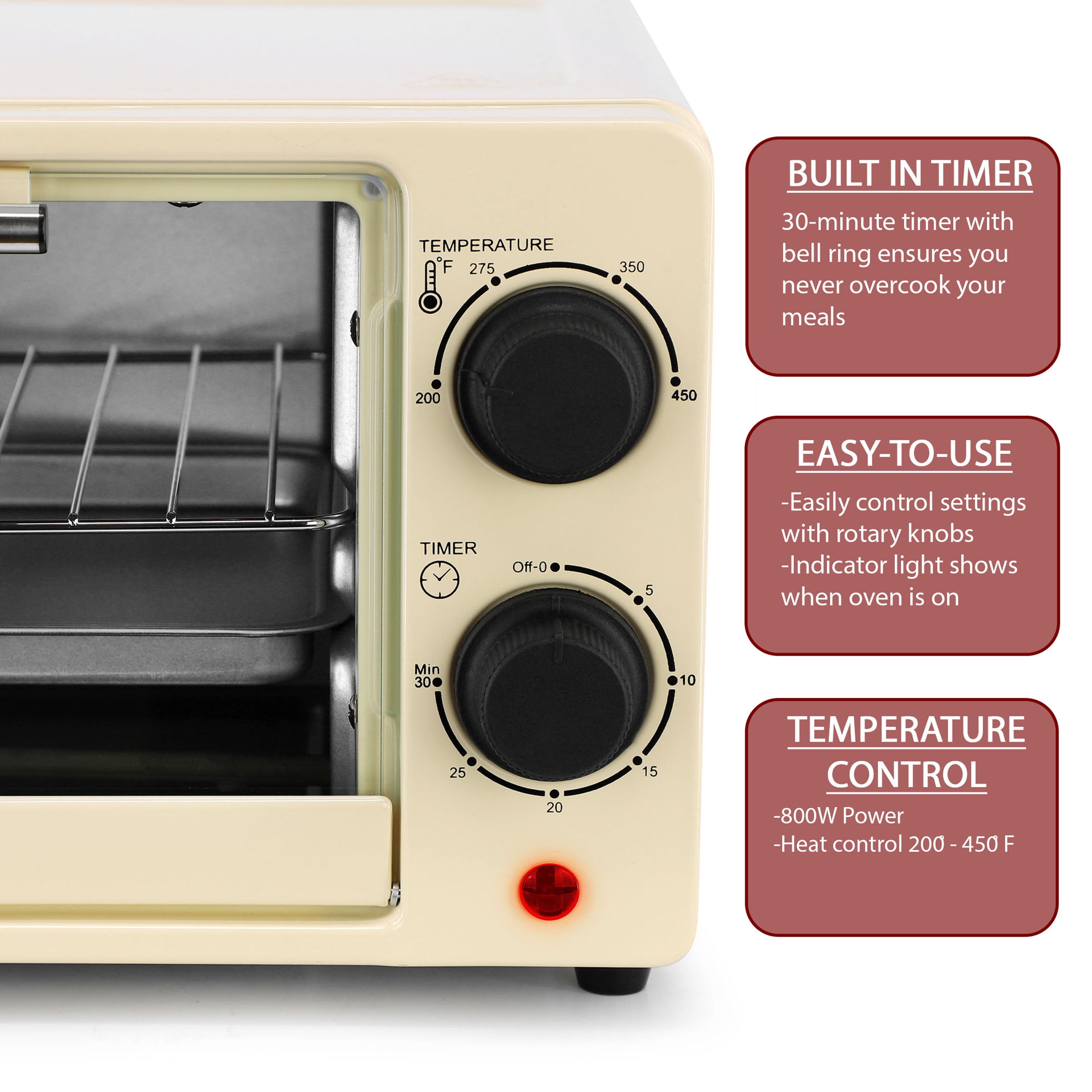 MegaChef 9 Quart Electric Counter Top Toaster Oven in Cream