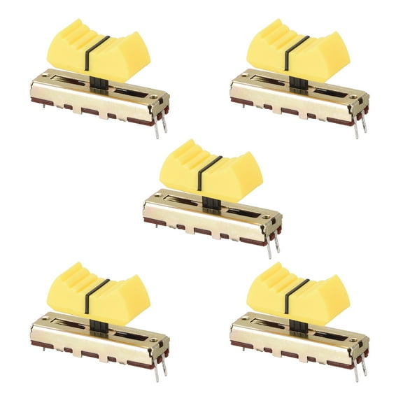Uxcell 35mm Straight Slide Potentiometer B50K Ohm Yellow Black Knobs 5 packs
