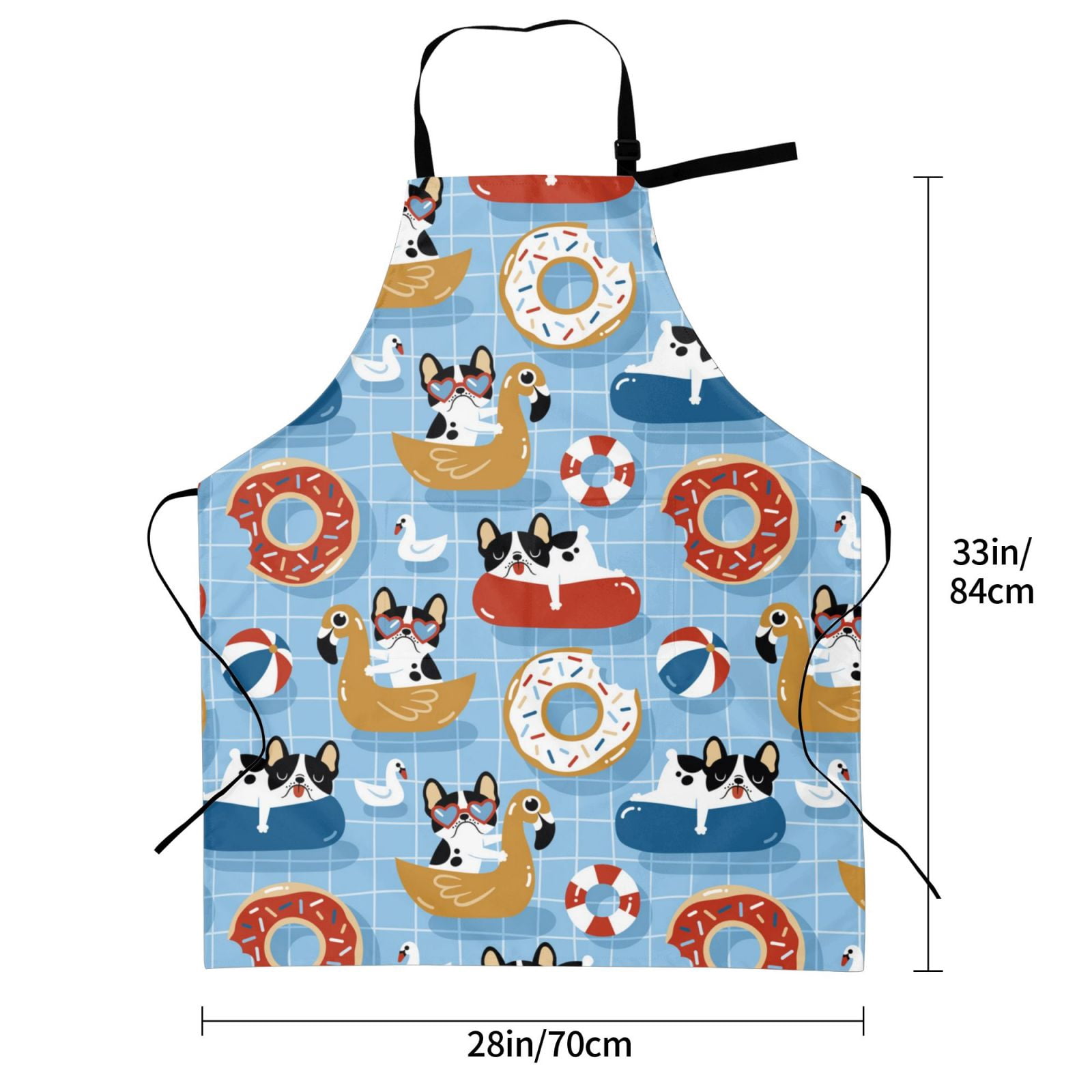 Kdxio Dogs With Pool Floats Apron with Pockets Adjustable Kitchen Aprons for Men Women Waterproof Aprons for Cooking,Drawing,Crafting, Baking Household Cleaning